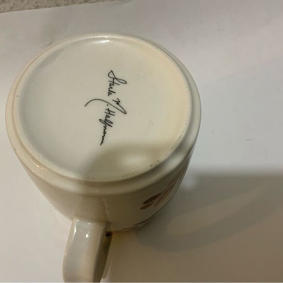 Anthropologie Starla E Halfmann Monogram Letter W Coffee Mug Cup Floral Colorful - Picture 7 of 8